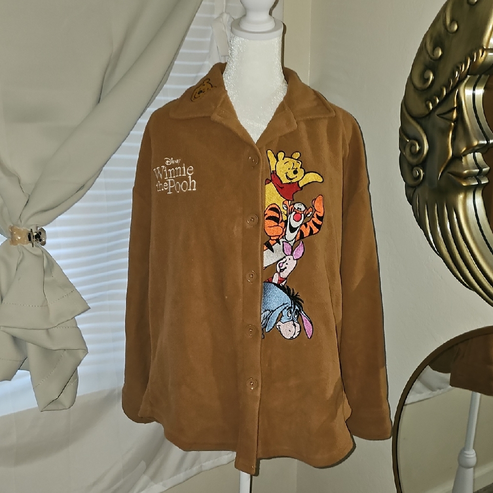 Disney Winnie the Pooh Tan Teddy Jacket Top Embroidery